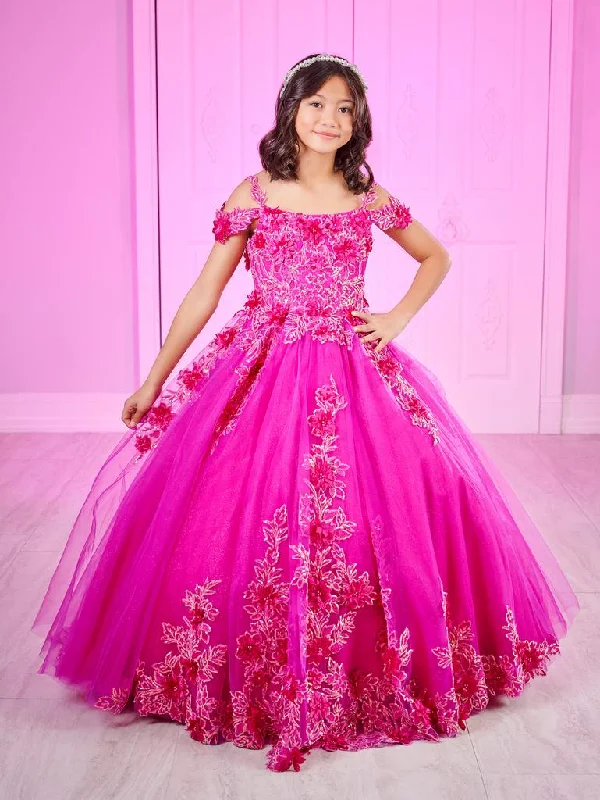 Tiffany Princess 80011MW Size 6 Magenta Girls Pageant Dress Sequin Lace Ballgown off the shoulder corset Shimmer Sequin Dress