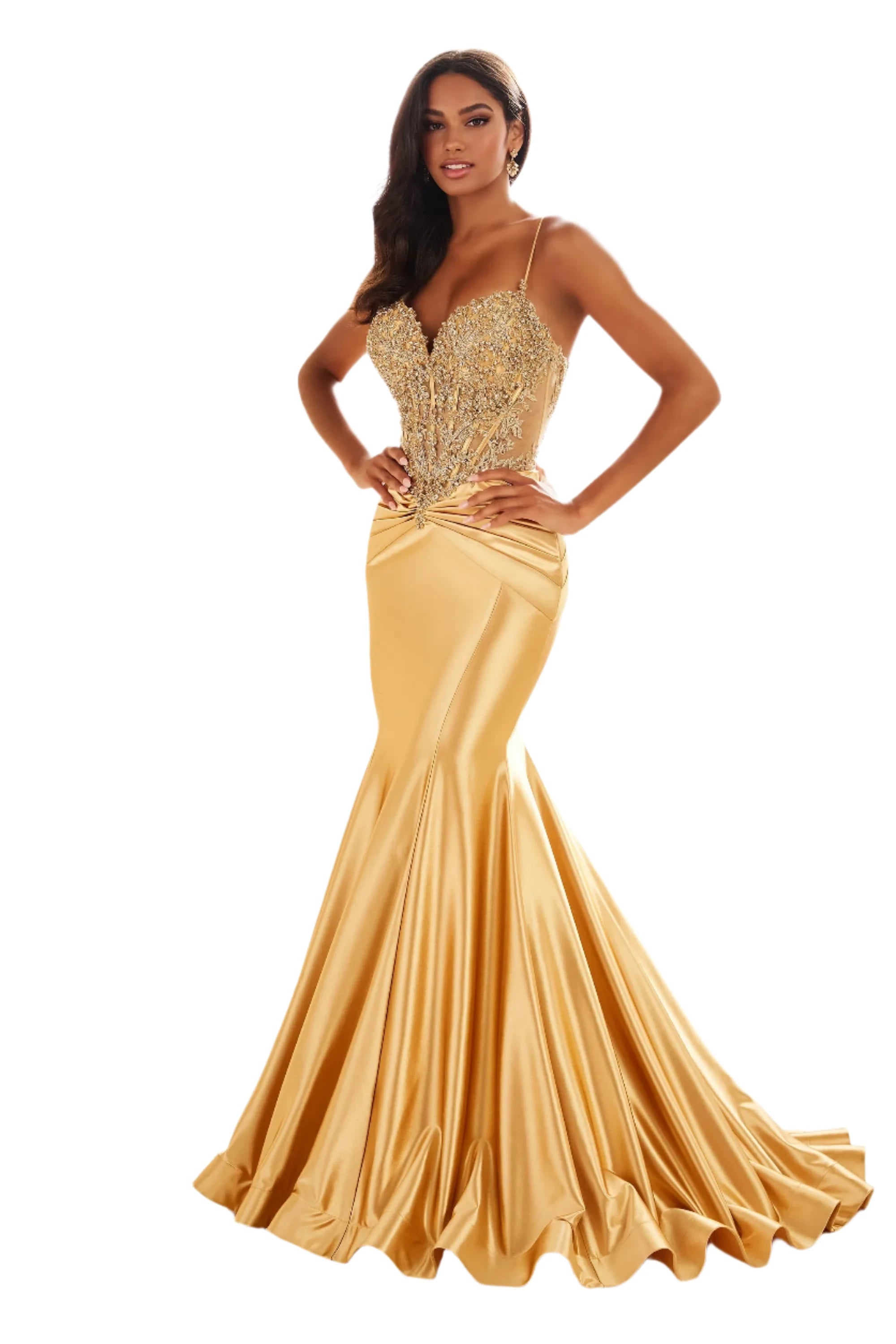 Ellie Wilde EW36004 Size 0 Gold Sheer Sequin Lace Mermaid Prom Dress Pageant Gown Train Formal evening gown Sequin Dress Night