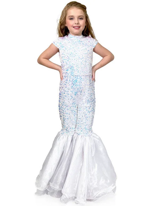 Marc Defang 5146 Girls Long Velvet Sequin Mermaid Jumpsuit Bell Bottom Pageant Fun Fashion Sleeveless Sequin Dress