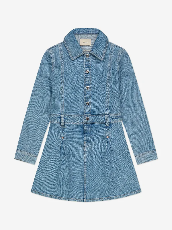 DL1961 Girls Manning Denim Dress in Blue Ripped Hem Denim