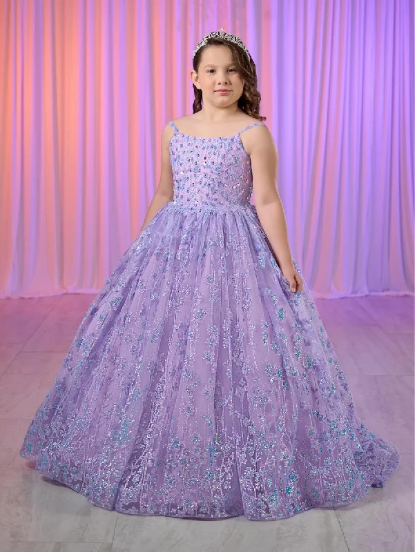 Tiffany Princess 13755 Size 6 Lilac Girls Glitter Pageant Dress Long Ball Gown Formal Sequin Corset Sparkly Mini Sequin