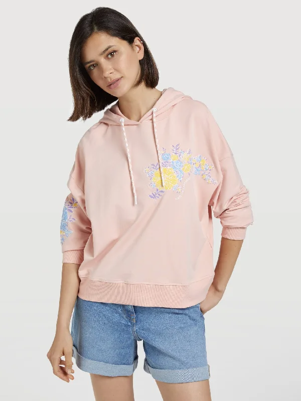 Sweatshirt With Hoodie And Graphic Print Elegant Hoodies & Sweatshirts