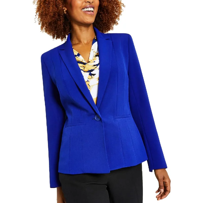 Petites Womens Office Formal One-Button Blazer Stylish Blazer Jacket