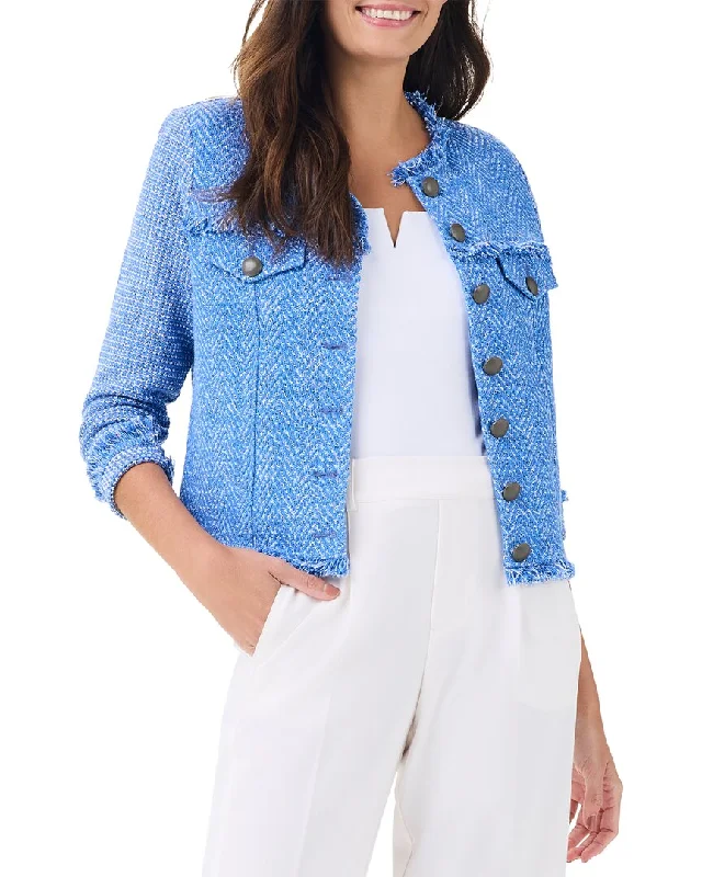 NIC+ZOE Utility Fringe Mix Knit Jacket Elegant Blazers for Women