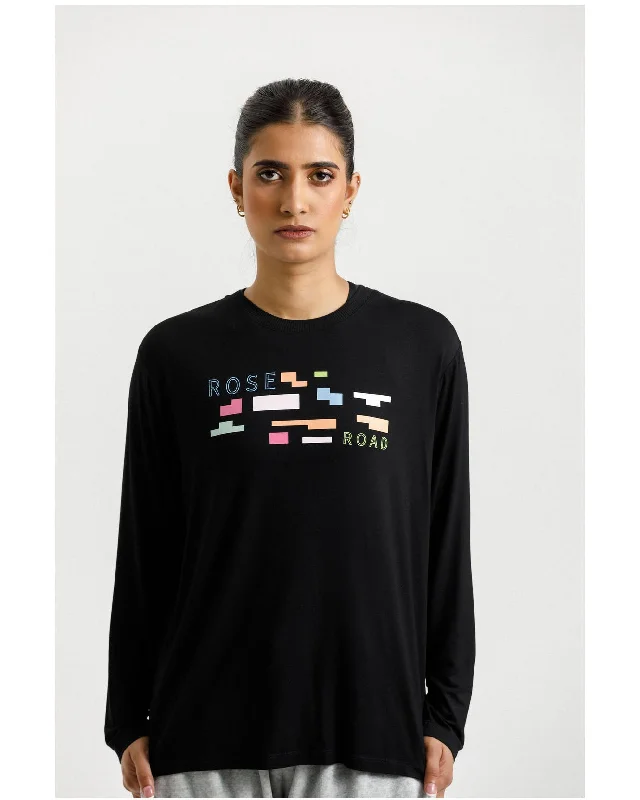 Rose Road Long Sleeve Topher Tee - Black with Meta Block Chaos