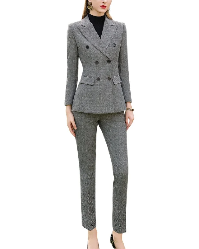 Anette 2pc Wool-Blend Blazer & Pant Set Classic Black Blazer