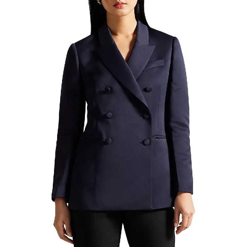 Womens Collar Pocket Double-Breasted Blazer Classic Blazer Jacket