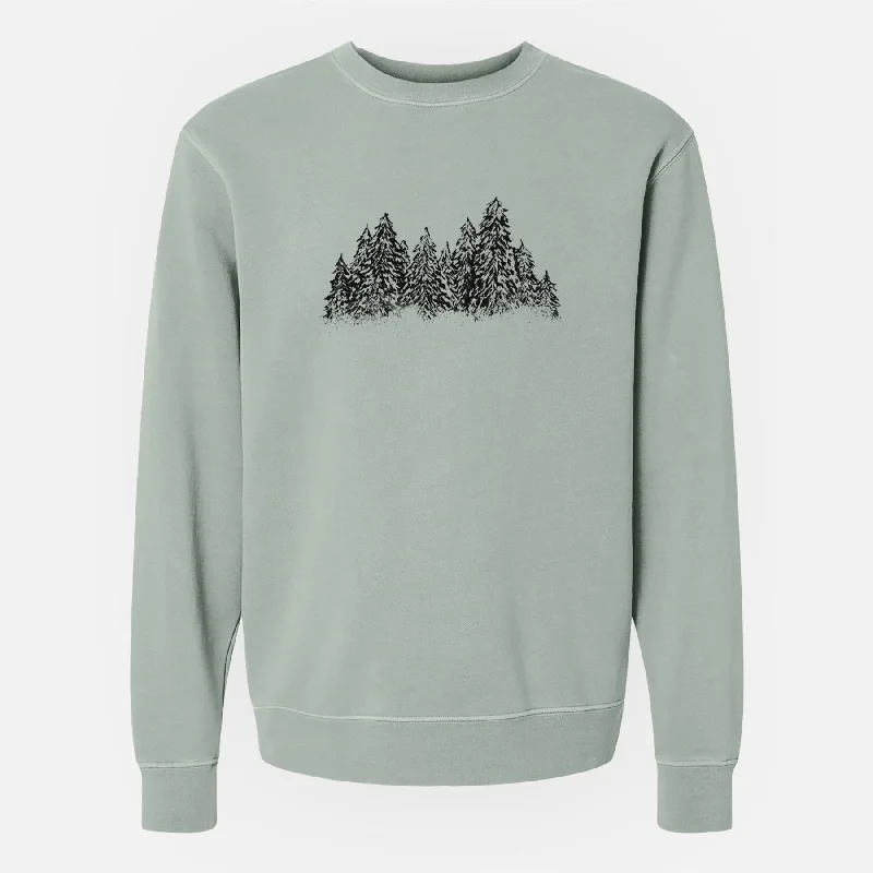 Winter Evergreens - Unisex Pigment Dyed Crew Sweatshirt Lightweight Hoodie Sweatshirt