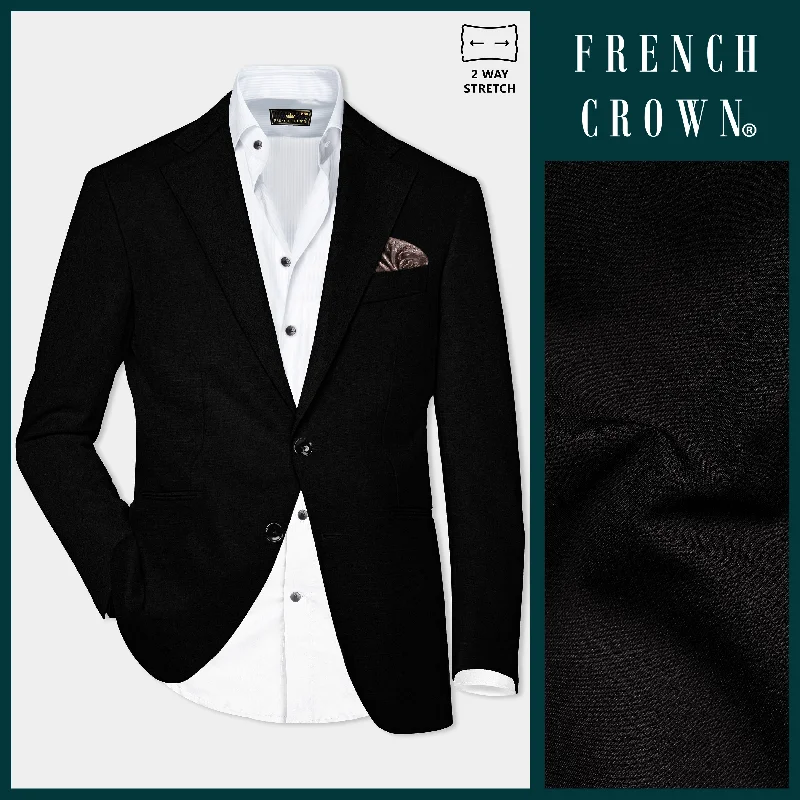 Jade Black Stretchable Subtle Sheen Blazer