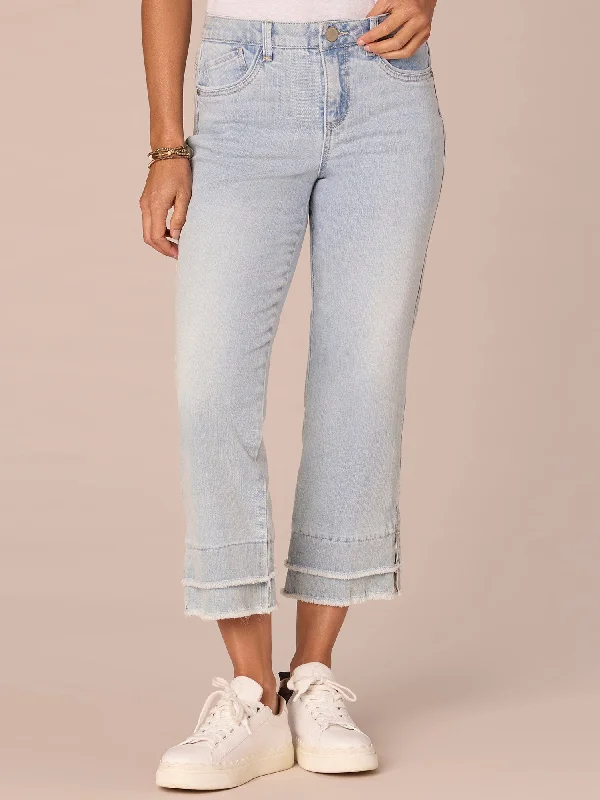 "Ab"solution Mid-Rise Double Layer Fray Hem Flare Jeans