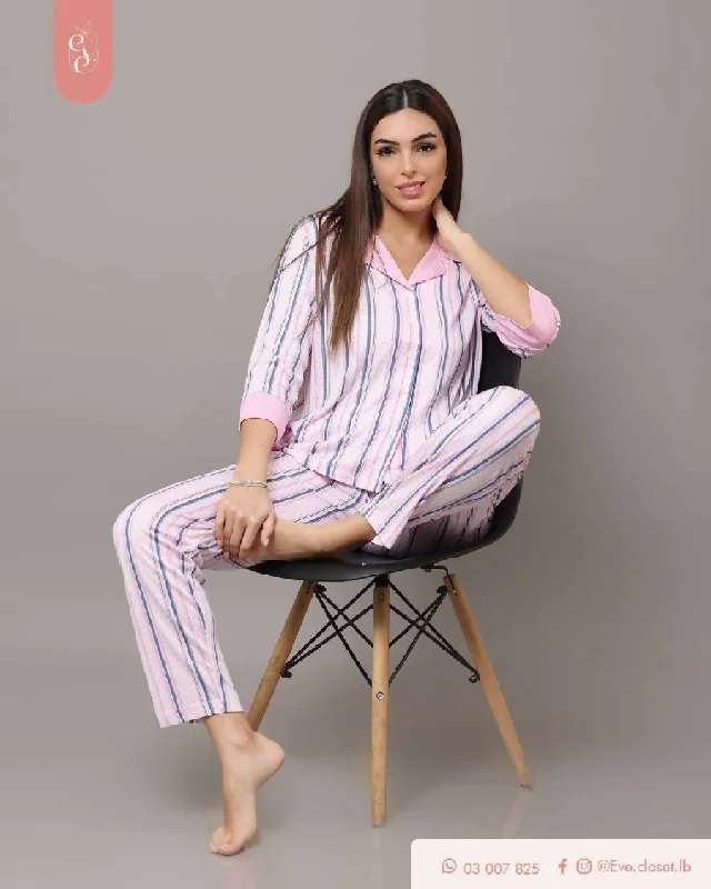 EVE.CLOSET Long Sleeve Striped Pajamas Macy’s pajama sets