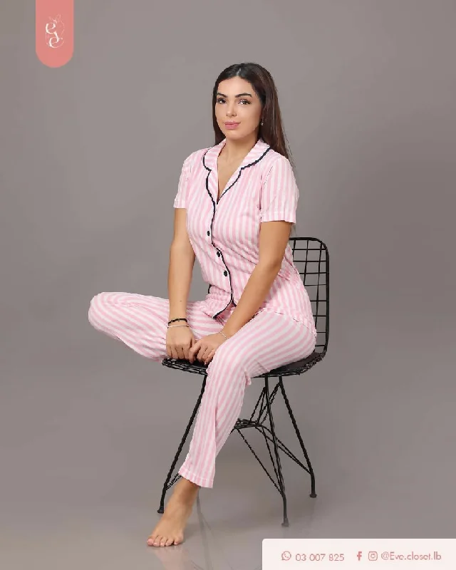 EVE.CLOSET Pink And White Pajama Best pajama sets for lounging