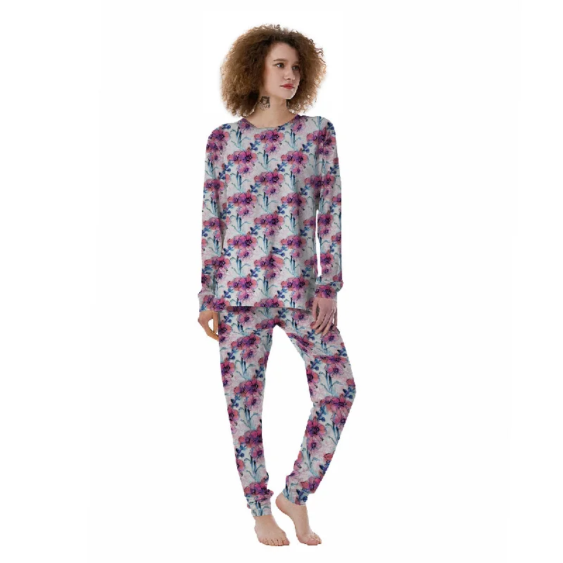 Orchid Drawing Print Pattern Women's Pajamas Zara pajama sets