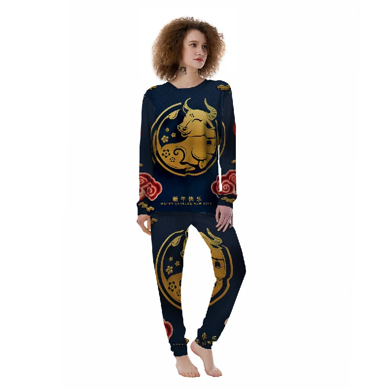 Ox Zodiac Chinese Cute Print Women's Pajamas Cooling pajama sets