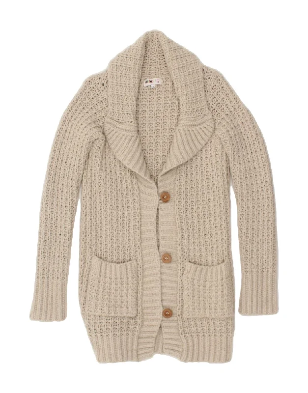 BILLABONG Womens Longline Cardigan Sweater UK 10 Small Beige Wool Best sweaters for travel