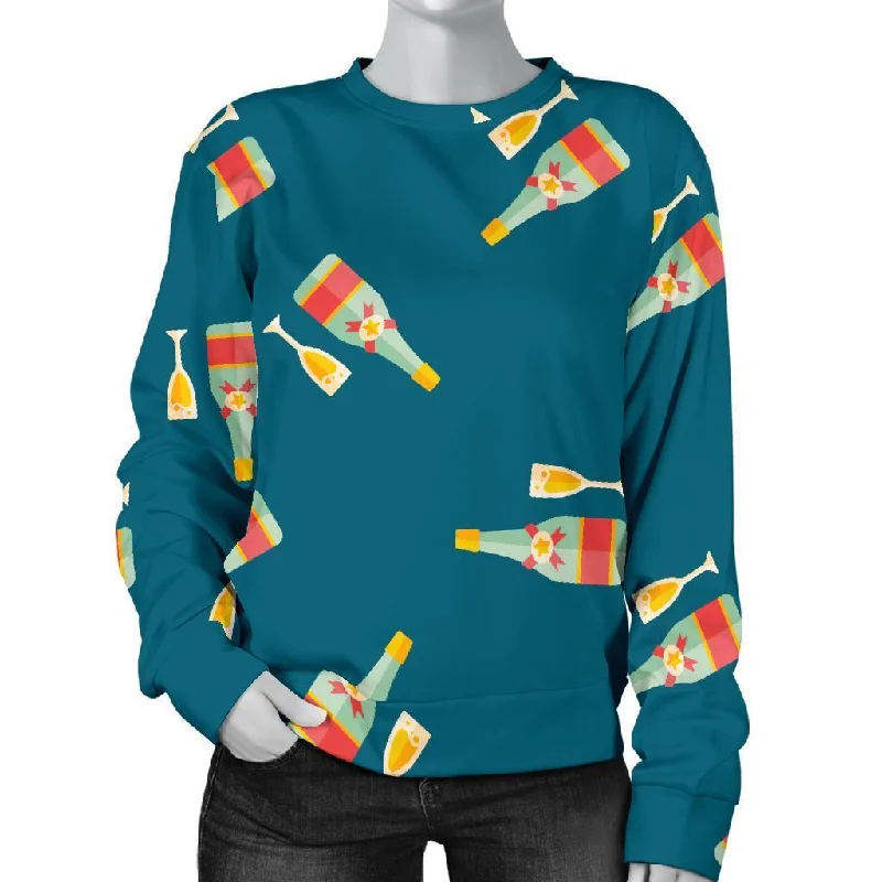 Champagne Print Pattern Women's Sweatshirt Budget-friendly sweaters