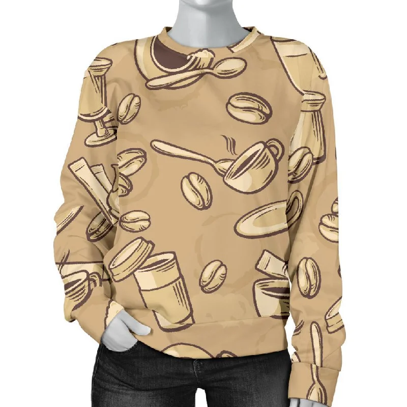 Coffee Pattern Print Women's Sweatshirt Best sweaters for formal occasions