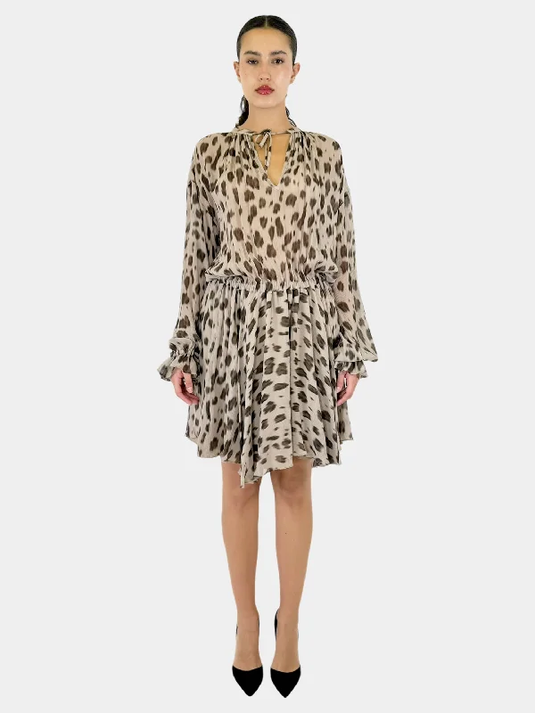 Elliana Leopard Dress - Size M Smocked mini dresses