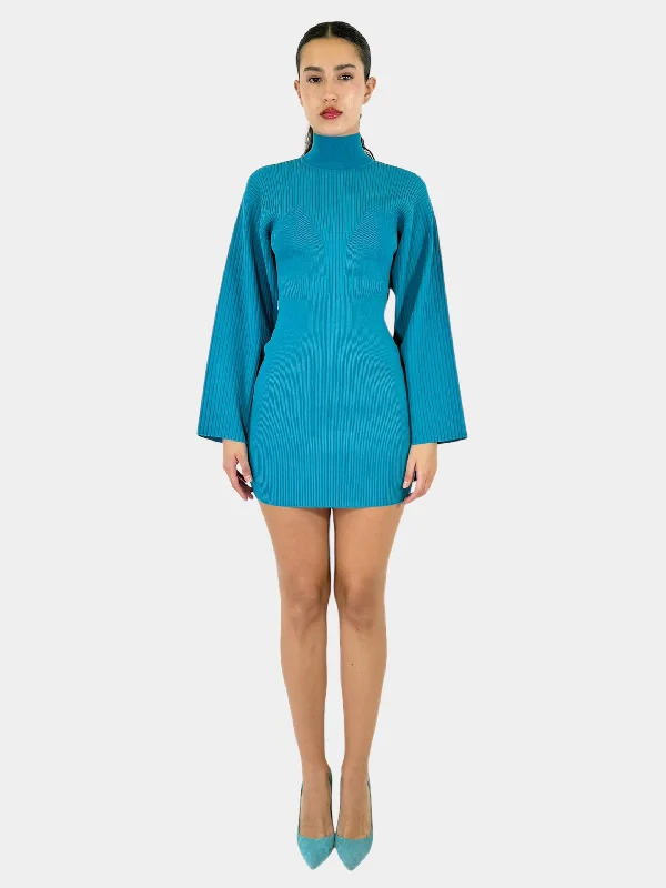 Ribbed Turtleneck Mini Dress - Size S New Year's Eve mini dresses