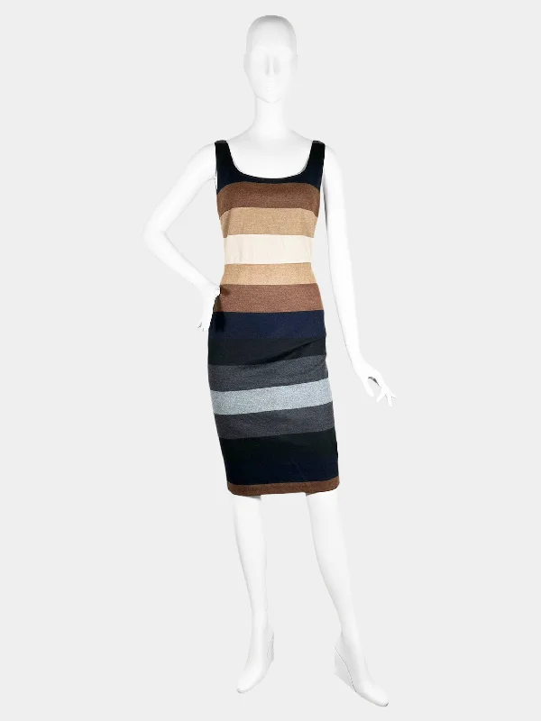 Sleeveless Stripe Wool Dress - Size 40 Best mini dresses for curvy figures