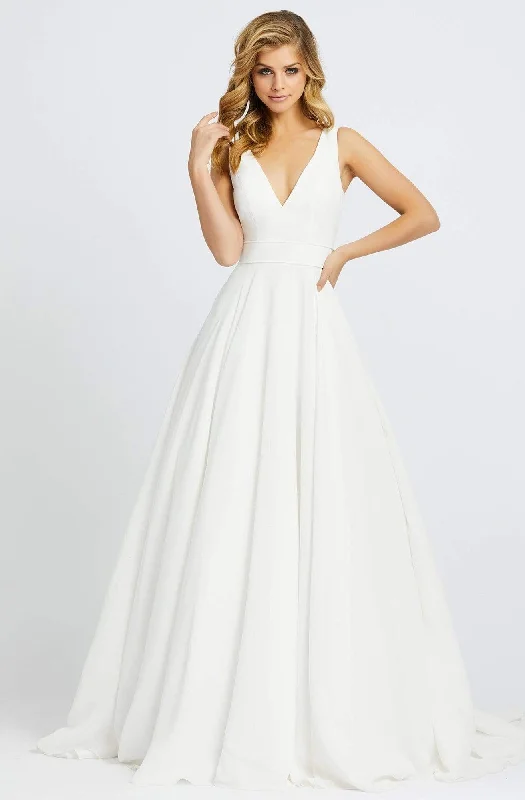 Ieena Duggal - 55272I V-Neckline Plain Long A-line Gown Formal Wedding Dress