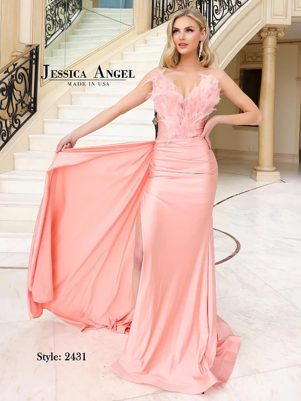 Jessica Angel Style JA2431 Jersey Fabric Sweetheart Neckline Gown Sheer Wedding Dress