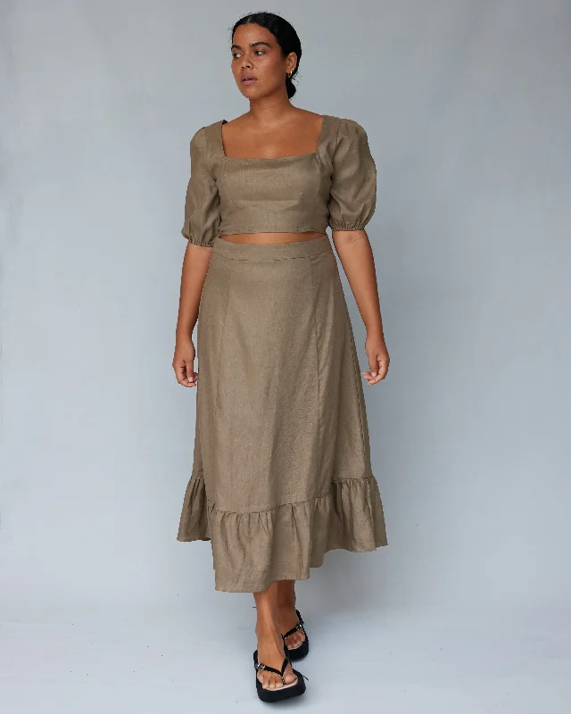 Violetta Linen Skirt - Khaki Chic unclassified skirts