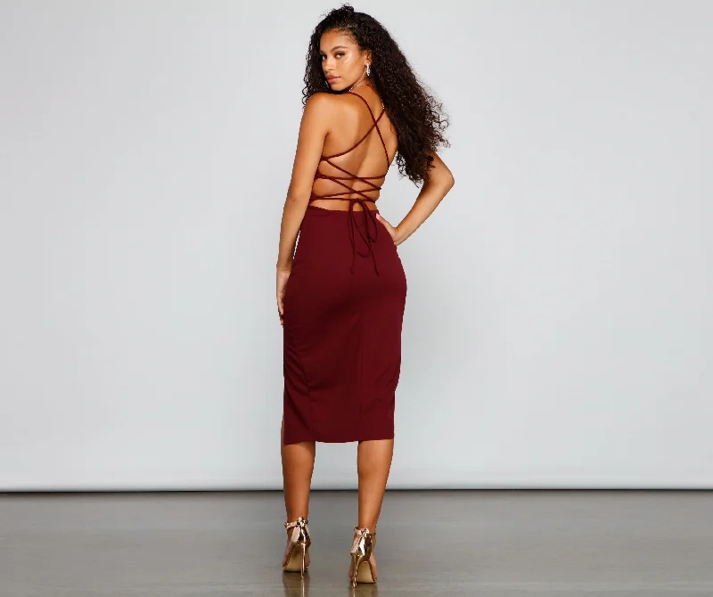 Henley Formal Stylish Lace-Up Midi Dress Strapless midi dresses