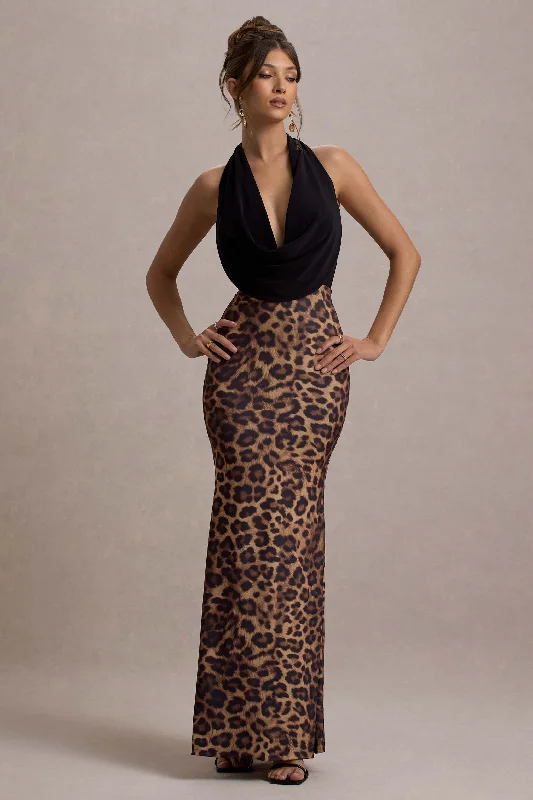 Krystal | Animal Print Deep Plunge-Neck Maxi Dress Graduation maxi dresses