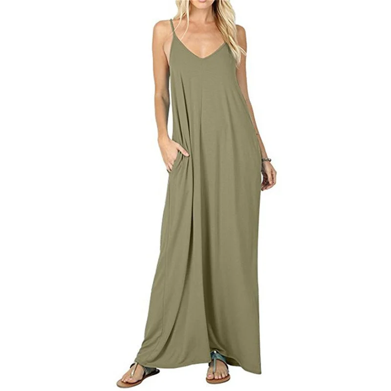 Olivian Pocketed Maxi Dress - Moss Green Flattering maxi dresses for all body types