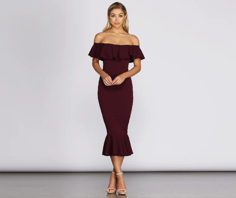 Ready And Stylish Ruffled Midi Dress Summer party midi dresses