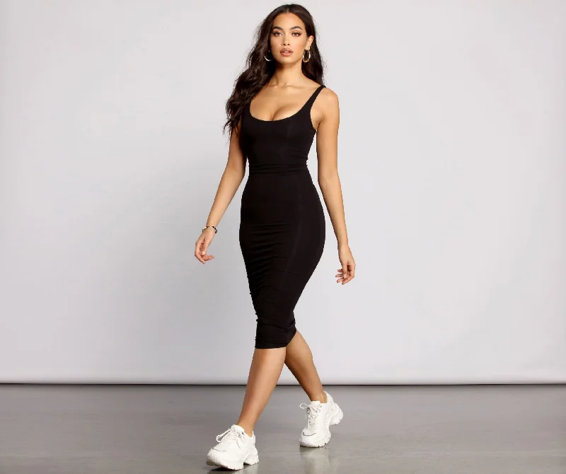 Slay Every Day Basic Graceful Scoop Neck Midi Dress Forever 21 midi dresses