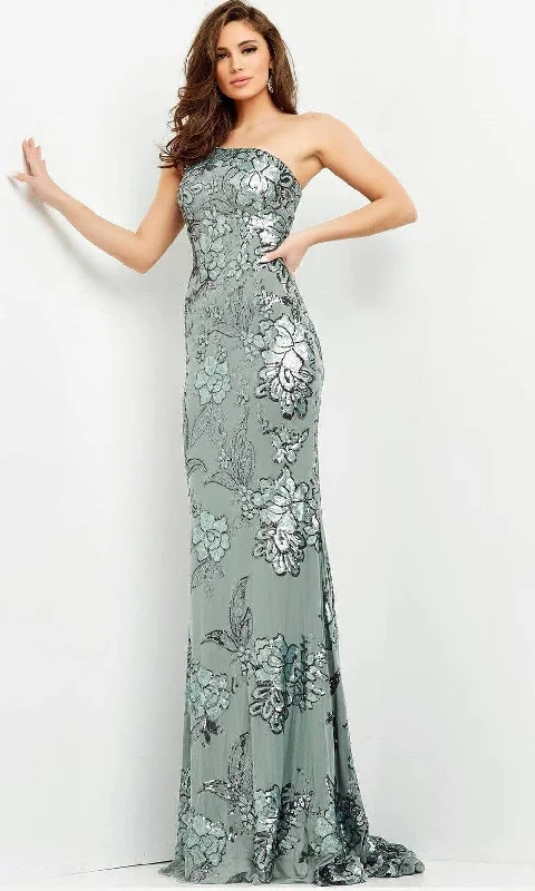 Jovani - Floral Sequin One Shoulder Long Gown 04331SC PrettyLittleThing party dresses