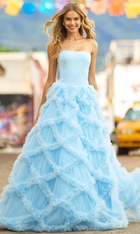 Sherri Hill 55598 - Lattice Ruffles Strapless Ballgown Expensive party dresses