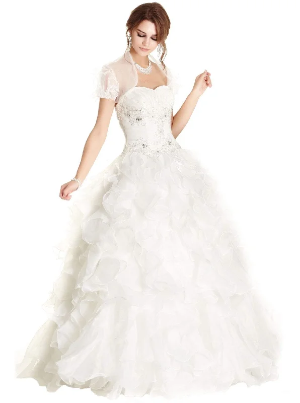 Trevi Collection - Ornate Ruffled Quinceanera Ballgown With Bolero Dinner party dresses