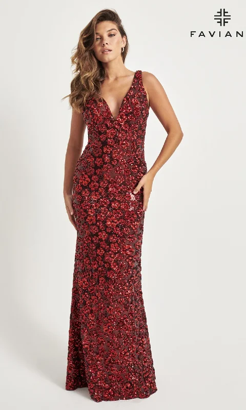 Sequin-Floral Faviana Long Prom Dress 11038 Wrap floral dresses