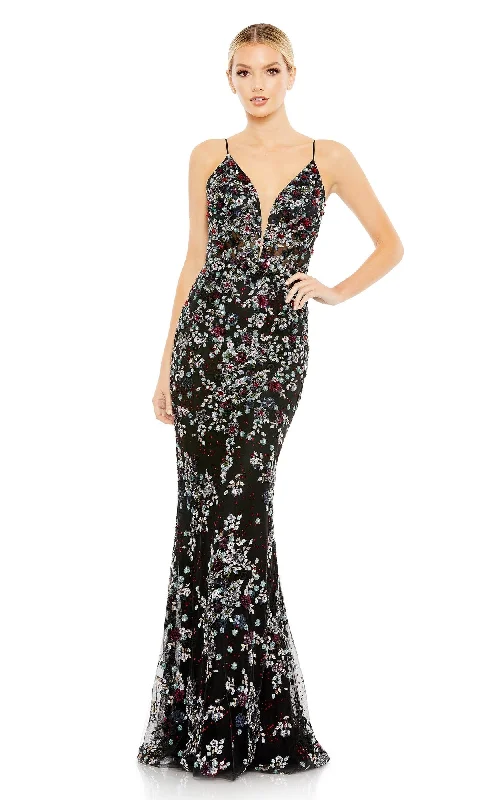 Beaded-Floral Long Black Prom Dress 20332 Mini floral dresses