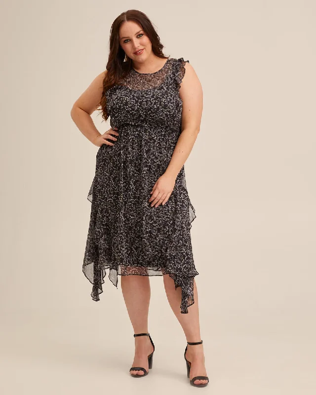 Sheer Ruffle Nursing Dress - Black Floral Ruffled floral dresses