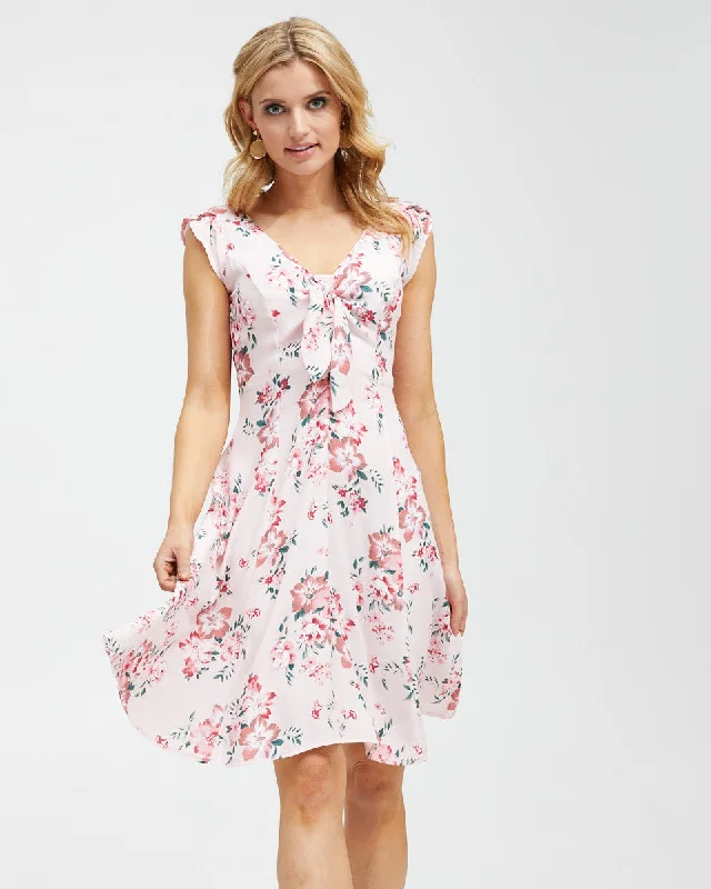 Tie Front Nursing Dress - Pink Floral A-line floral dresses