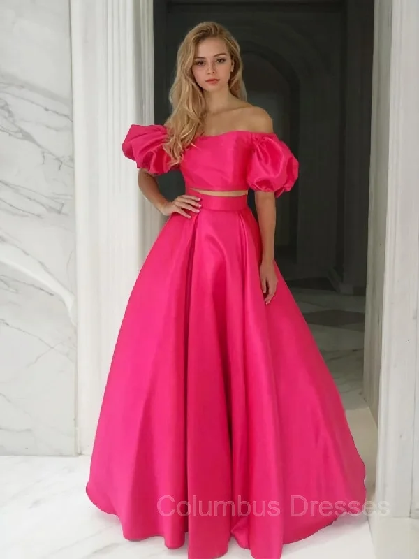 A-Line/Princess Off-the-Shoulder Floor-Length Satin Prom Dresses Everyday wear unclassified dresses