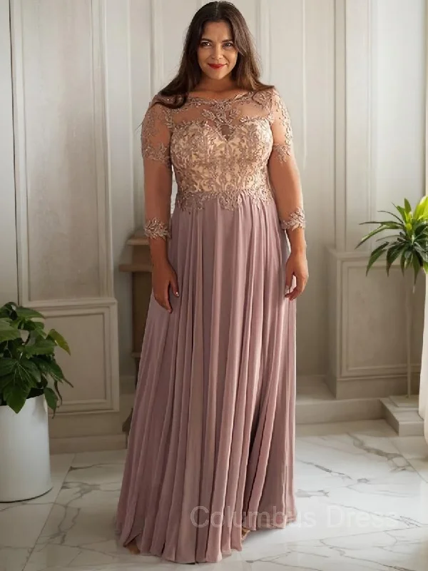 A-line/Princess Scoop Floor-Length Chiffon Mother of the Bride Dresses With Pleats Gowns Luxury unclassified dresses