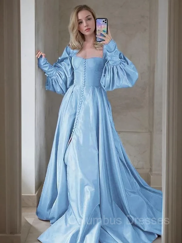 A-Line/Princess Sweetheart Sweep Train Satin Prom Dresses With Ruffles Elegant unclassified dresses