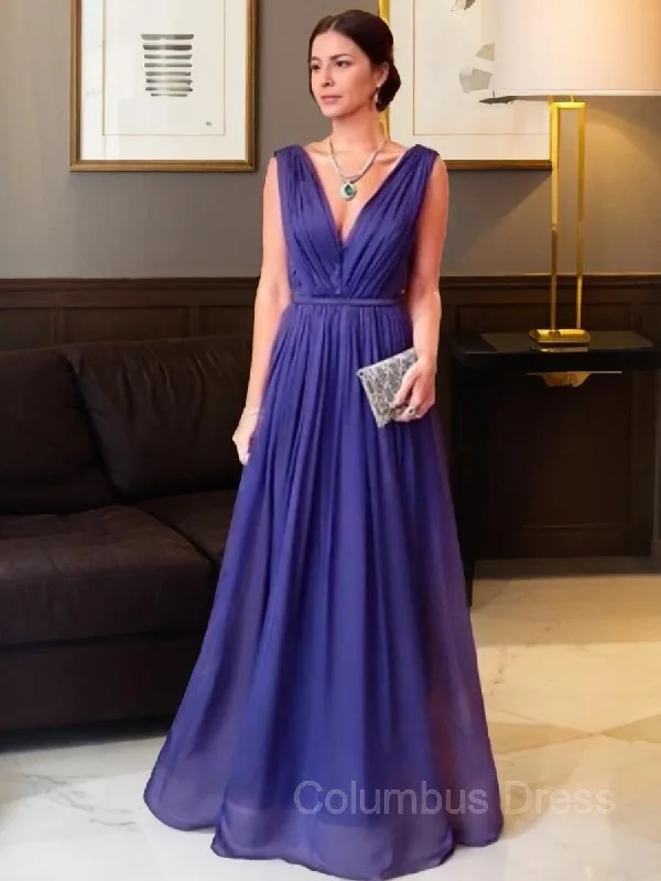 A-Line/Princess V-neck Floor-Length 30D Chiffon Mother of the Bride Dresses With Ruffles Gowns Backless unclassified dresses