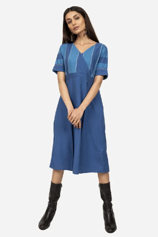 Blue Striped Wrapover Dress Plus size unclassified dresses