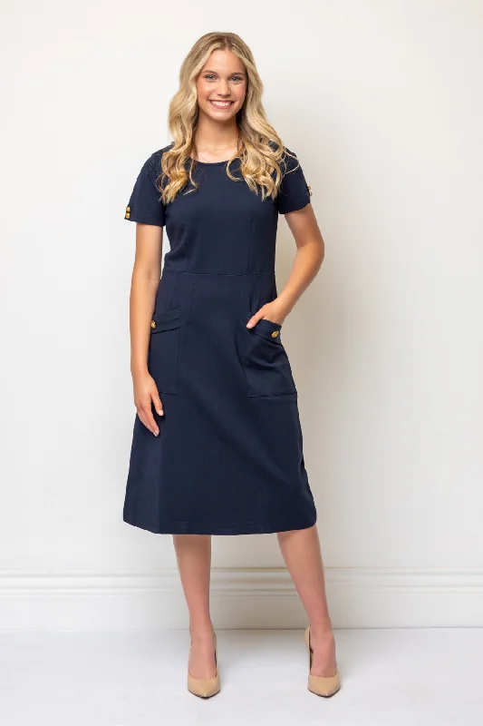 Cecelia Ponte Knit Dress in Navy Trendy new unclassified dresses