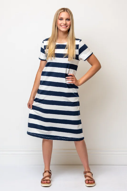 Celine Stripe Dress in Blue/White High-end unclassified dresses