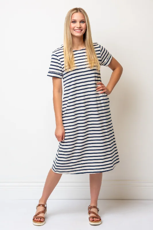 Celine Stripe Dress in Navy/Beige Elegant evening unclassified dresses