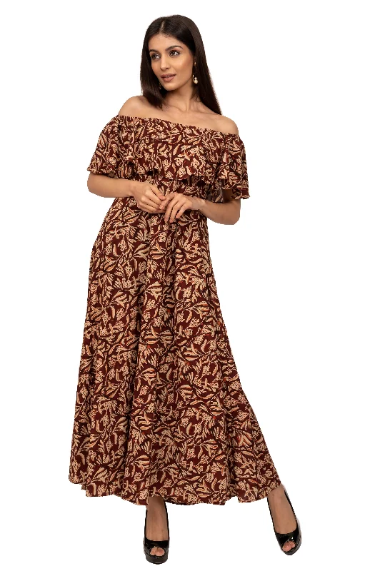 Chocolate brown off shoulder dress Silk unclassified dresses