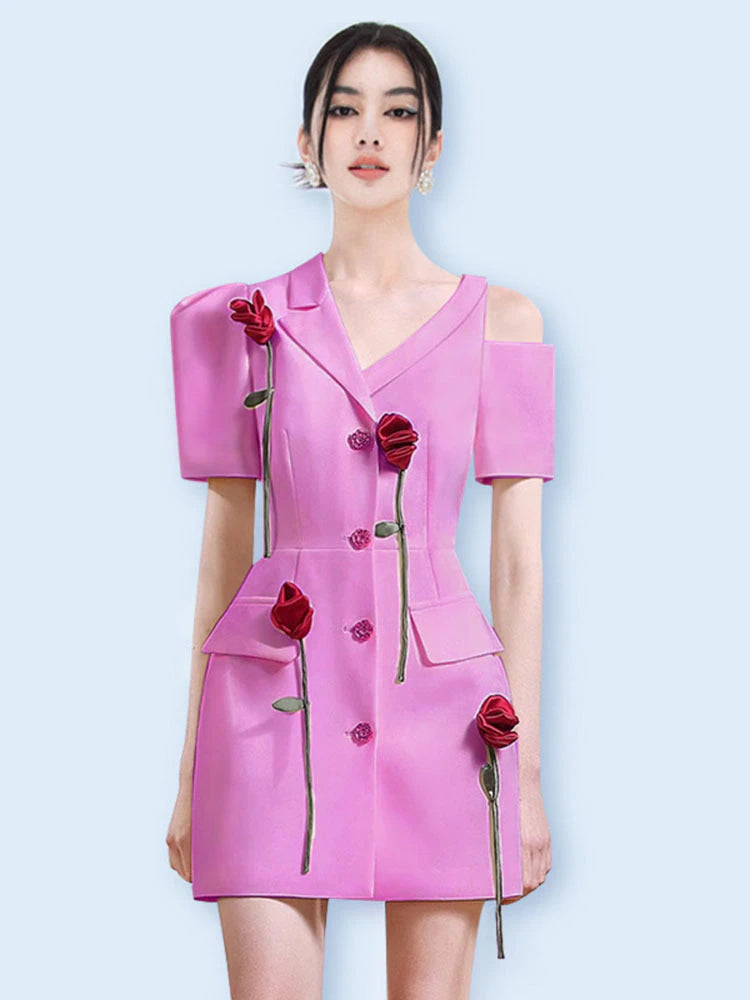 Flowers Notched Dress Vintage unclassified dresses