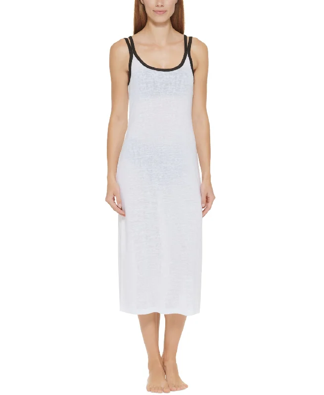 DKNY Women's Women's Double Strap Dress Swimsuit White Size Small Silk unclassified dresses